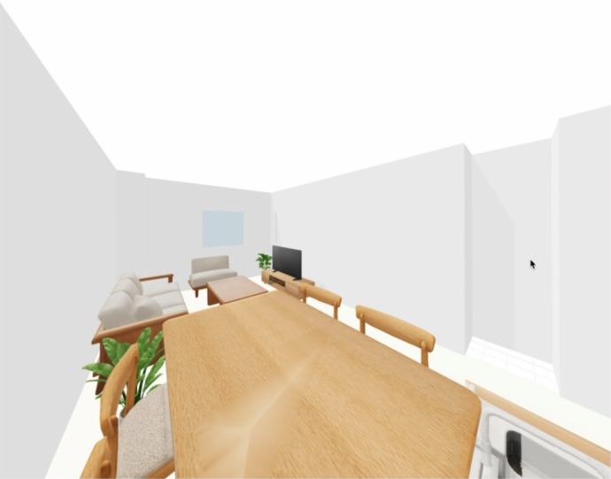 間取りから反映されたリビングの3D画面